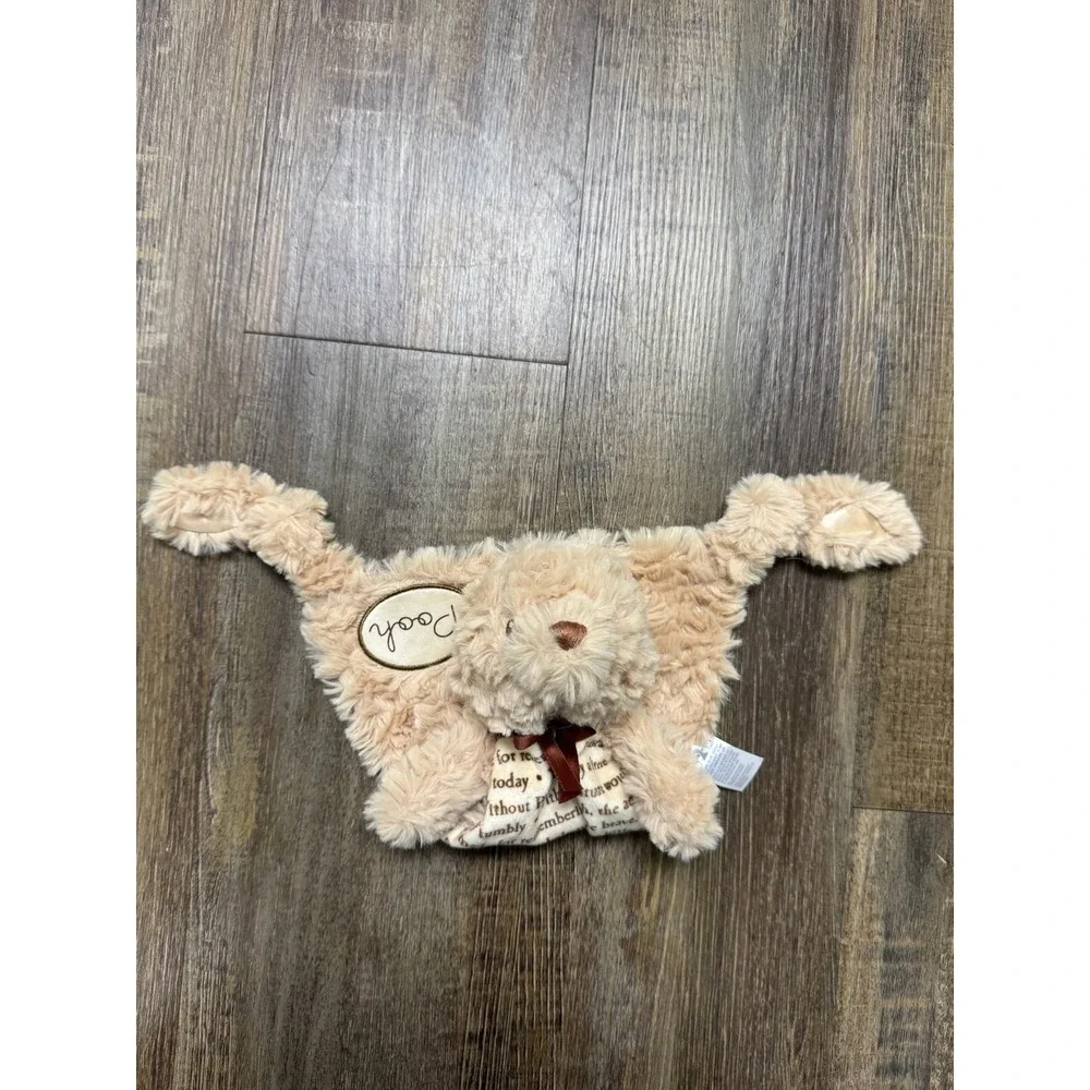 Disney Winnie the Pooh Baby Security Blanket Lovey Tan Script Quotes Plush Bear‎